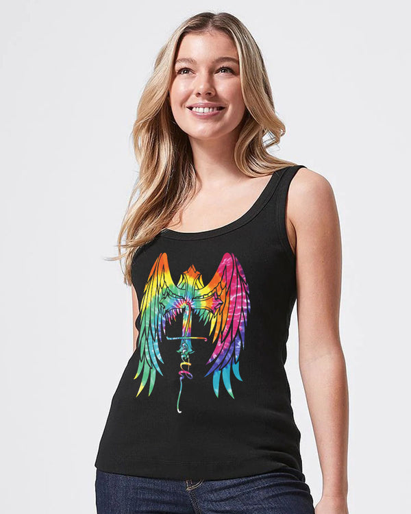 Faith Wings Cross Tie Dye Women's Christian Tanks