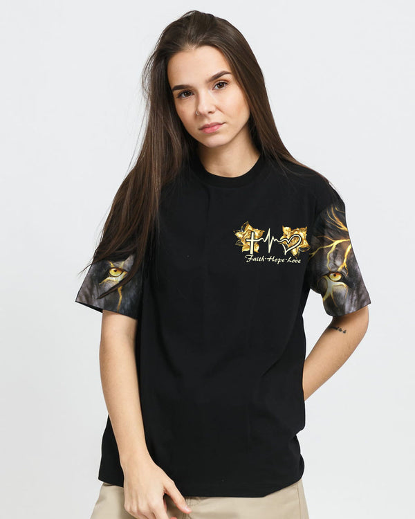 Lion Gold Rose Cross Women's Christian Tshirt