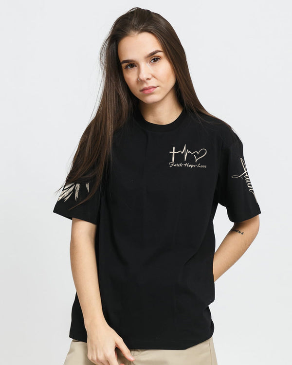 Painting Sunflower Cross Faith Wings Women's Christian Tshirt