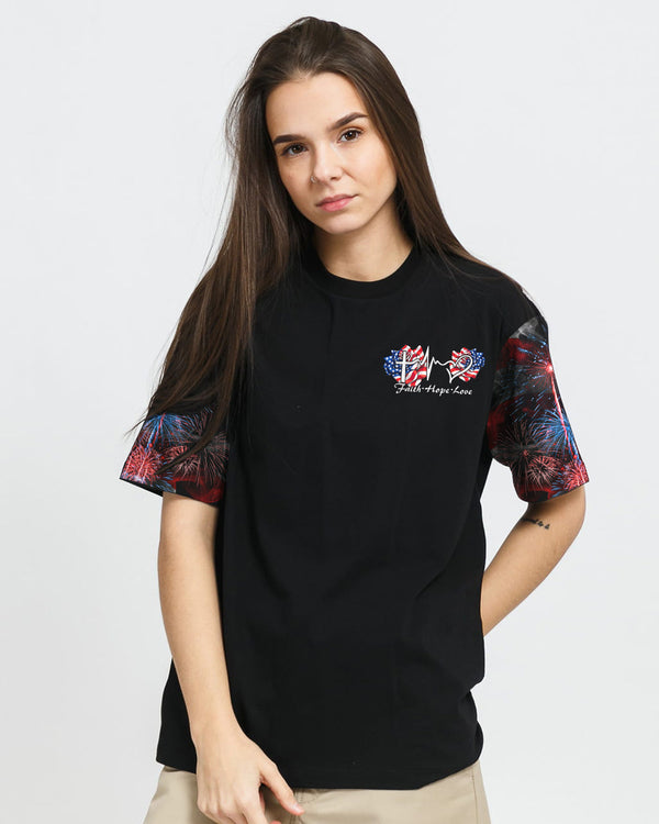 Faith America Flag Rose Women's Christian Tshirt