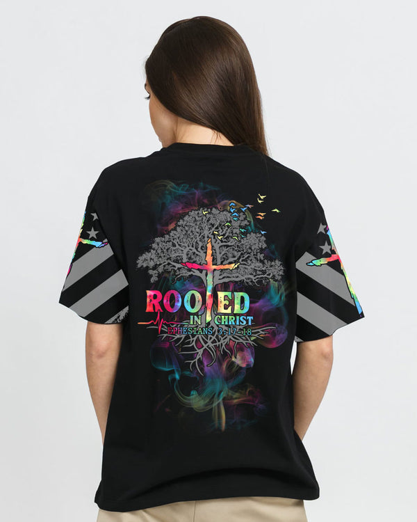 Rooted In Christ Colorful Smoke Women's Christian Tshirt