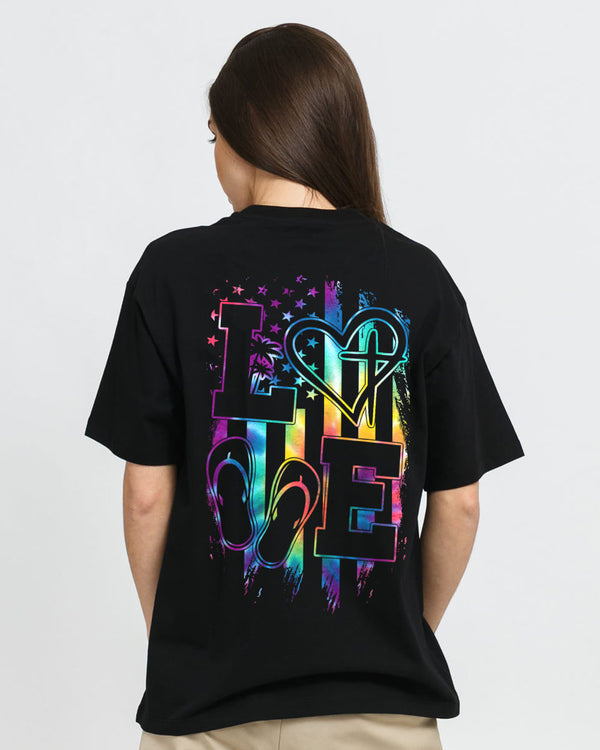 Love Faith Tie Dye Flag Women's Christian Tshirt