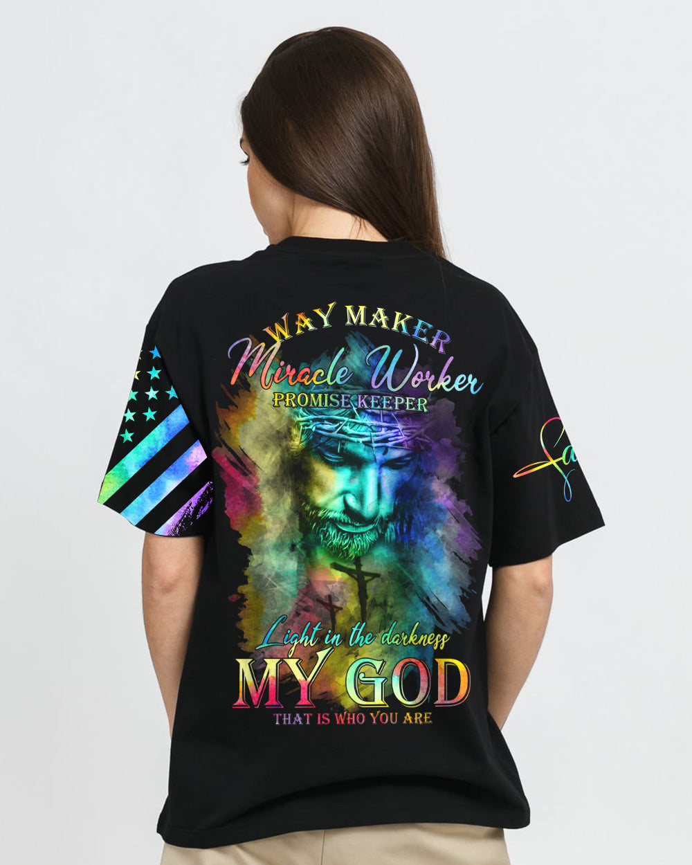 My God That Is Who You Are Colorful Jesus Painting Women's Christian Tshirt