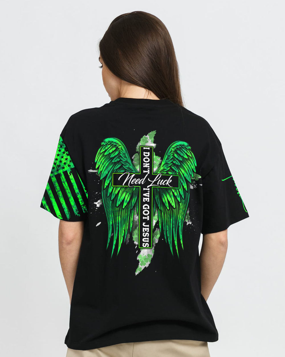 I Don't Need Luck I've Got Jesus Cross Wings Women's Christian Tshirt