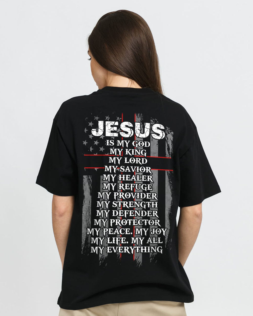 Jesus Is My God Flag Cross New Women's Christian Tshirt
