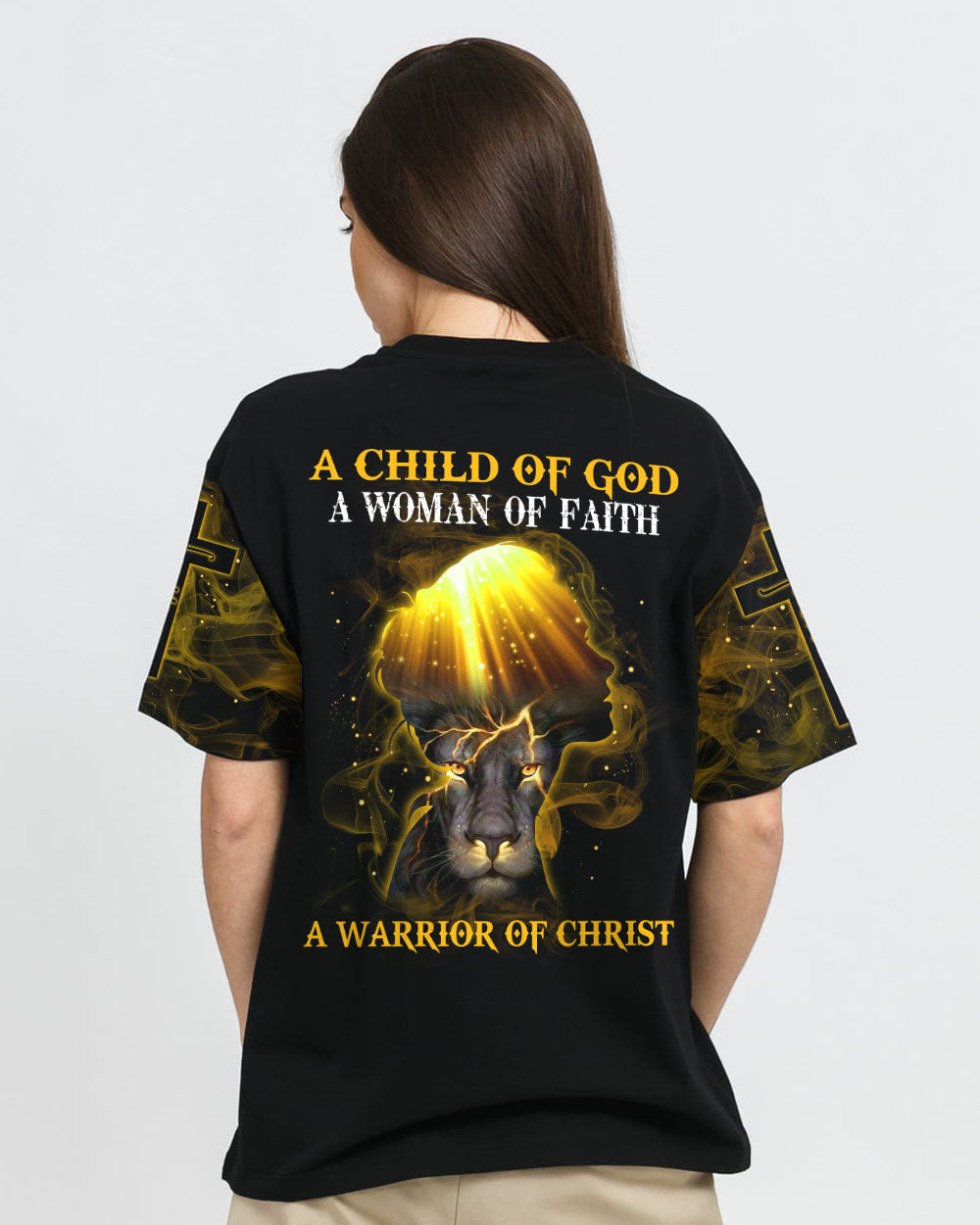 A Child Of God A Woman Of Faith Lion Girl Women's Christian Tshirt