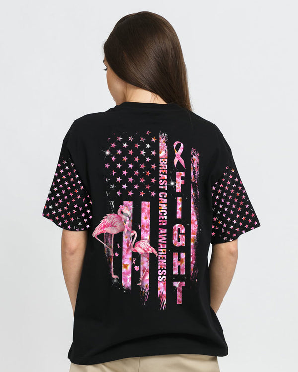 Fight Flag Flamingo Women's Breast Cancer Awareness Tshirt