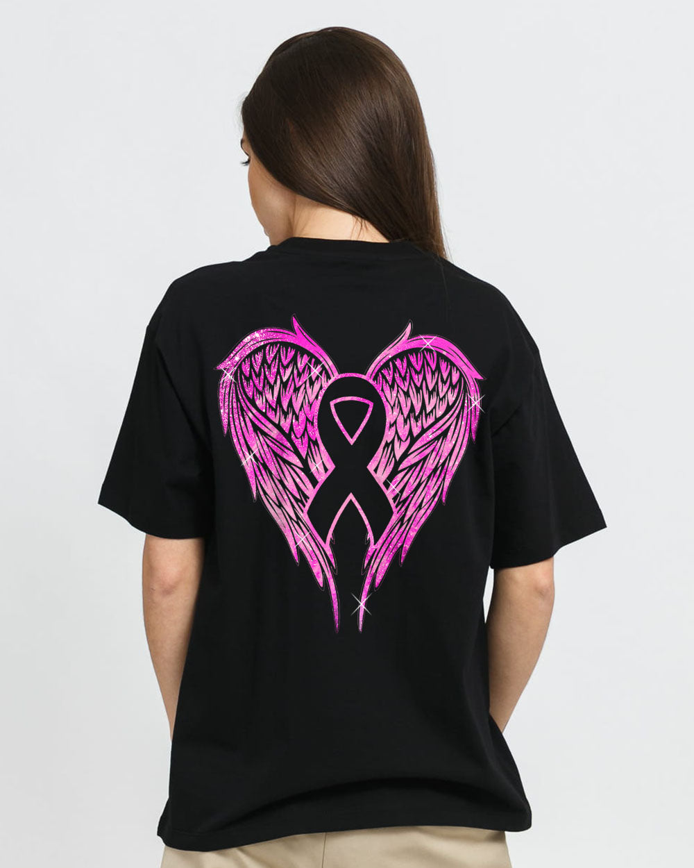 Wings Ribbon Spakle Women's Breast Cancer Awareness Tshirt