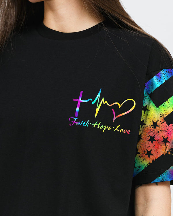 Fe' Cross Wings Colorful Watercolor Women's Christian Tshirt