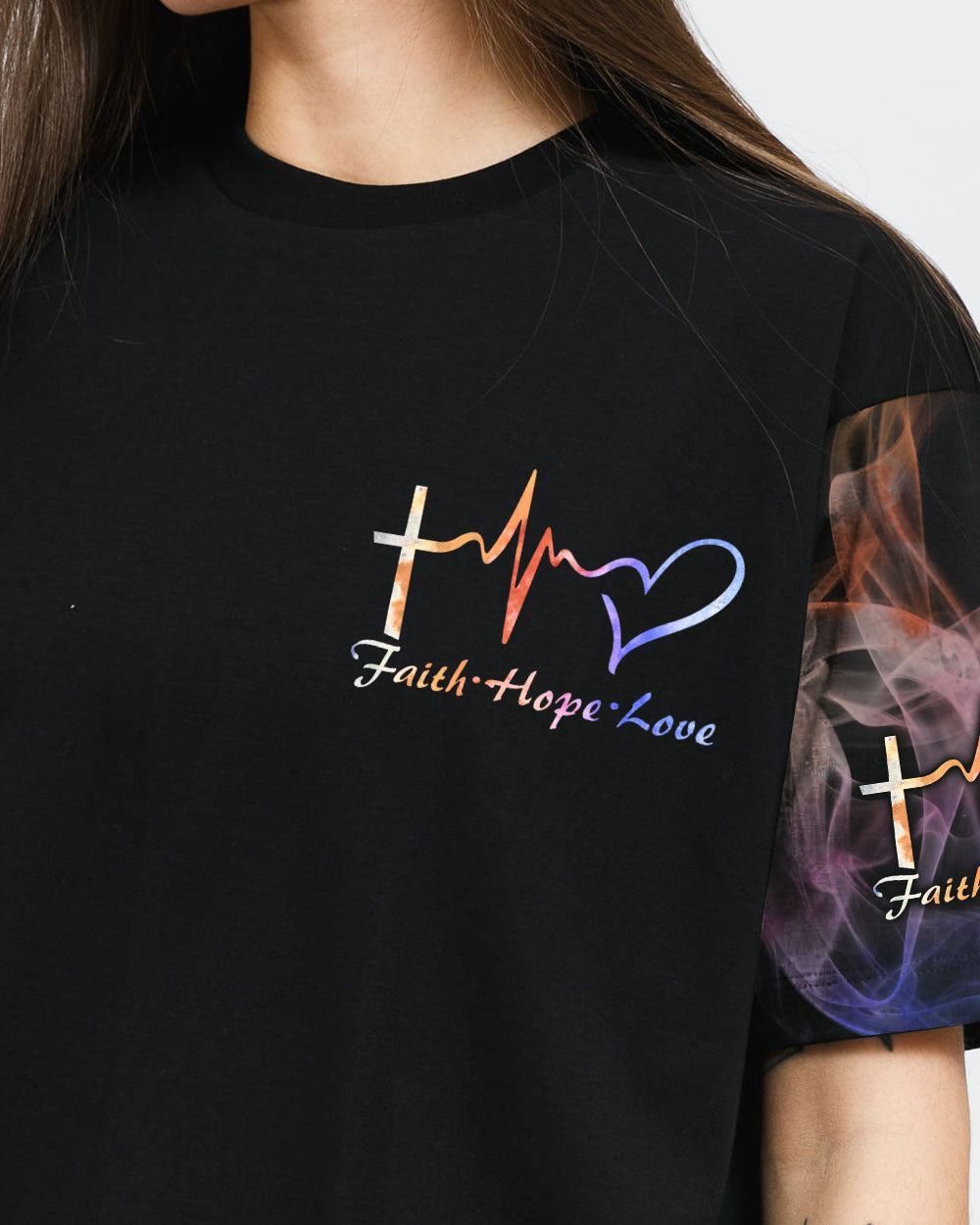 Walk By Faith Not By Sight Lion Cross Women's Christian Tshirt
