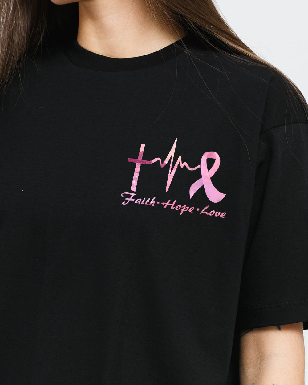Fight Pink Ribbons Flag Women's Breast Cancer Awareness Tshirt