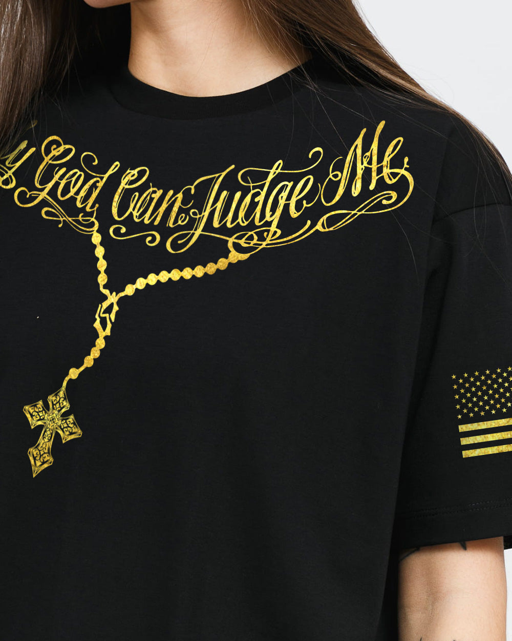 Only God Can Judge Me One Nation Under God Cross Flag Women's Christian Tshirt