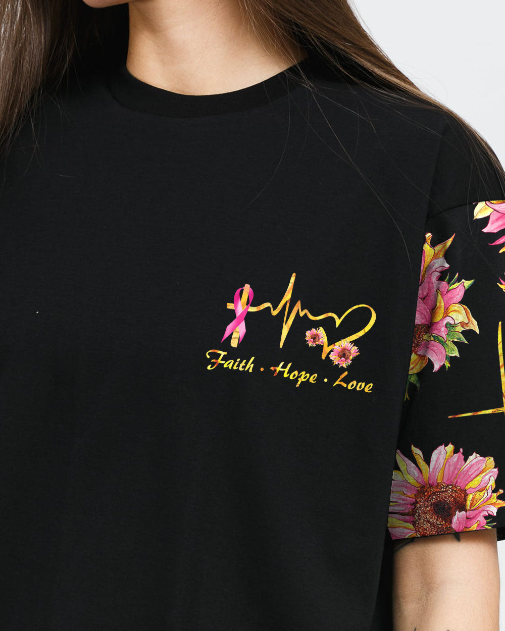 Faith Sunflower Smoke Ribbon Women's Christian Tshirt