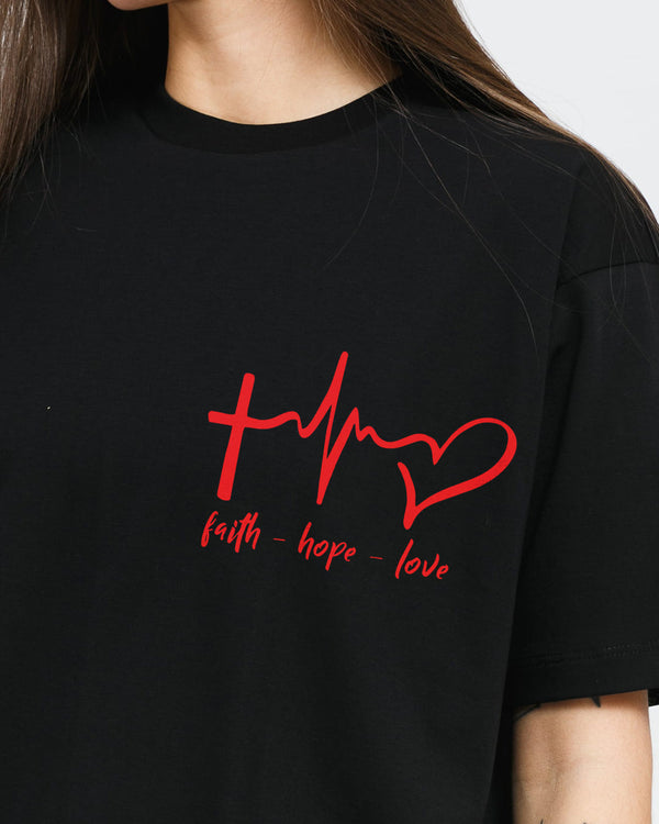 Faith Red Rose Flag Women's Christian Tshirt