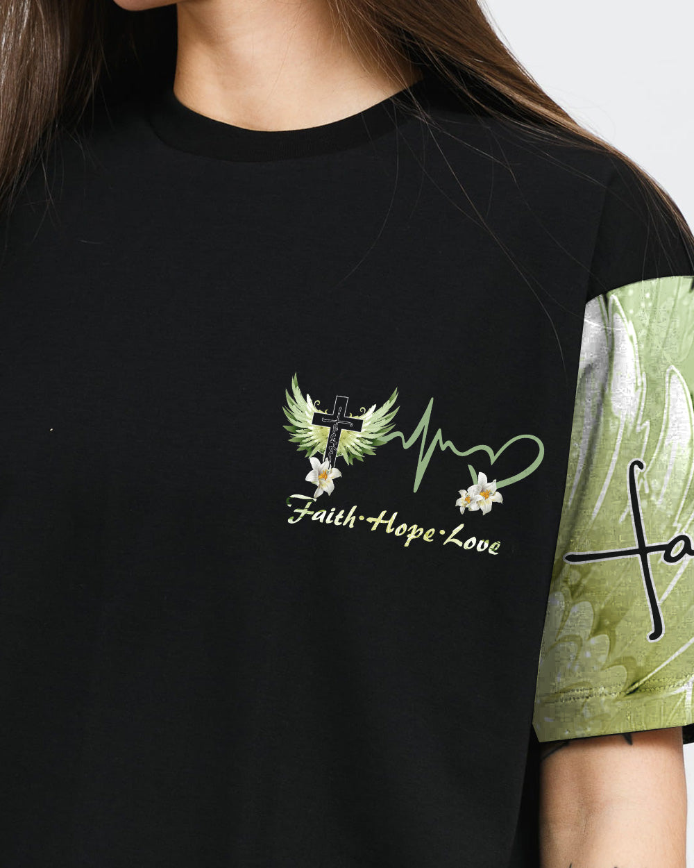 Faith Cross Lily Women's Christian Tshirt