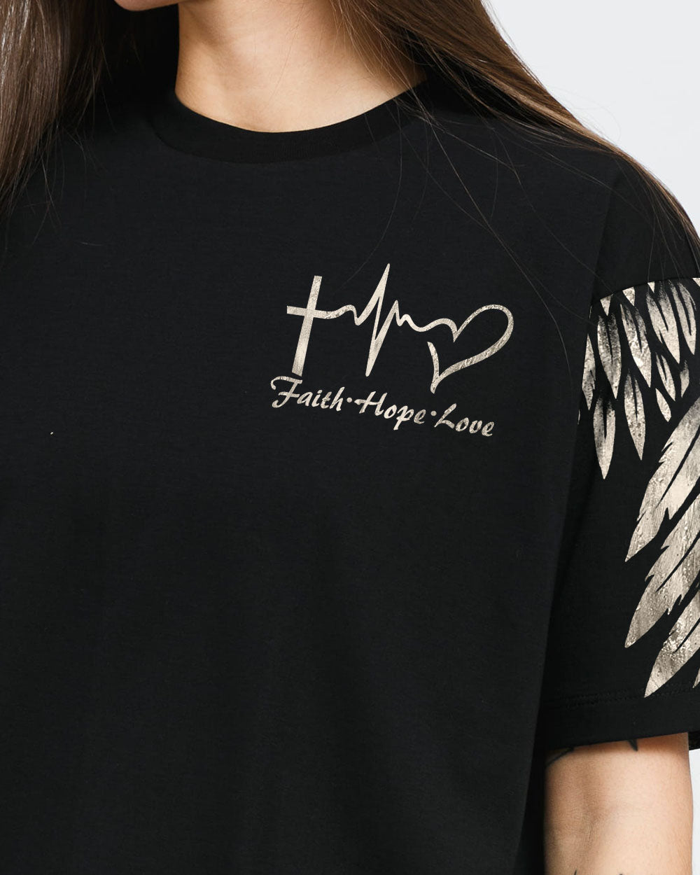 Rose Cross Painting Women's Christian Tshirt