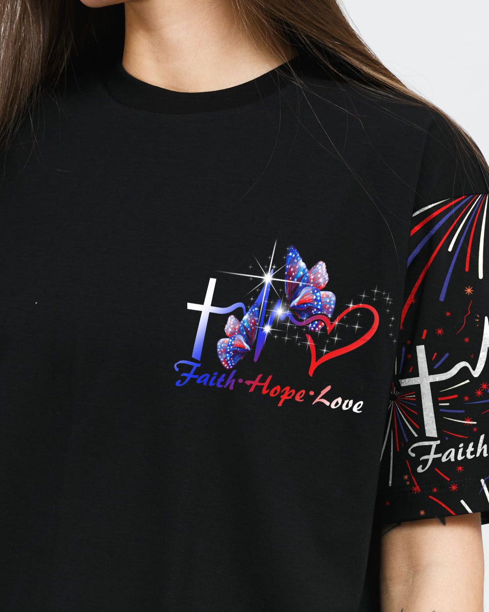 Jesus Faith Over Fear Vintage Watercolor Women's Christian Tshirt