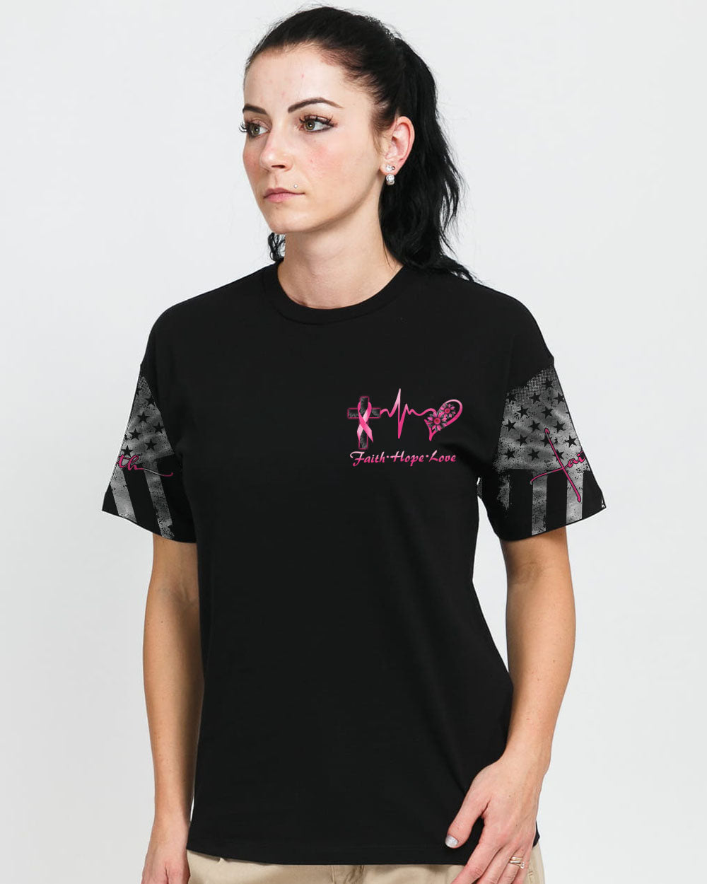 Cross Wings Sunflower Women's Breast Cancer Awareness Tshirt