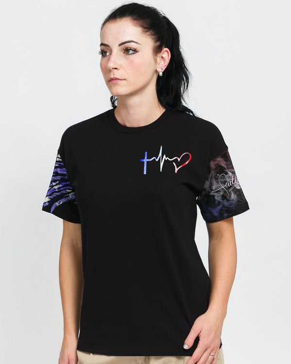 One Nation Under God Half Wings Heart Smoke Women's Christian Tshirt