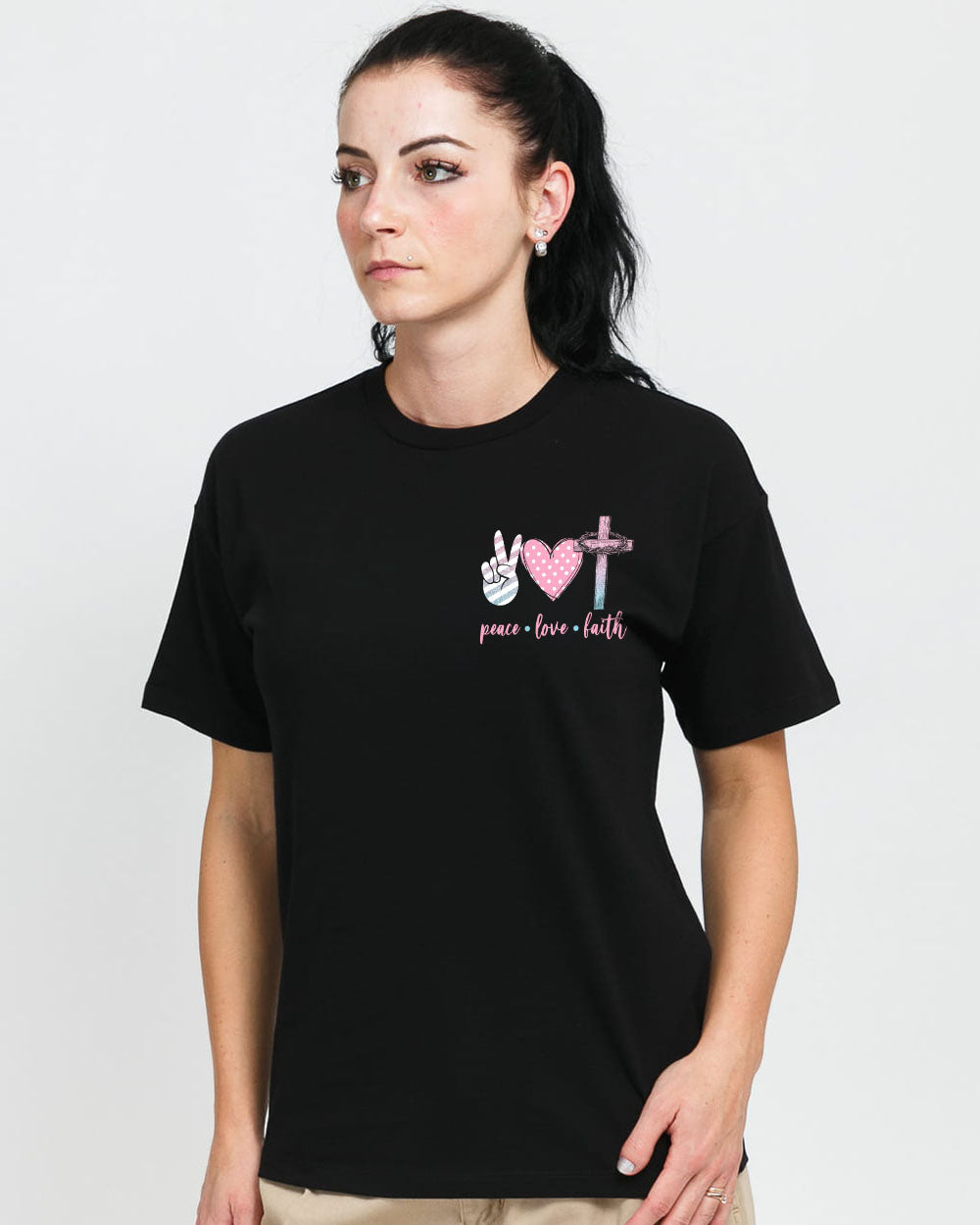 Let Your Faith Be Bigger Than Your Fear Wings Pastel Color Women's Christian Tshirt