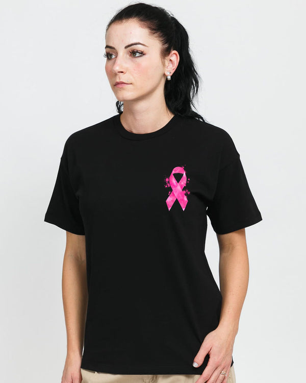 I Am A Breast Cancer Warrior Cross Ribbon Flag Women's Breast Cancer Awareness Tshirt