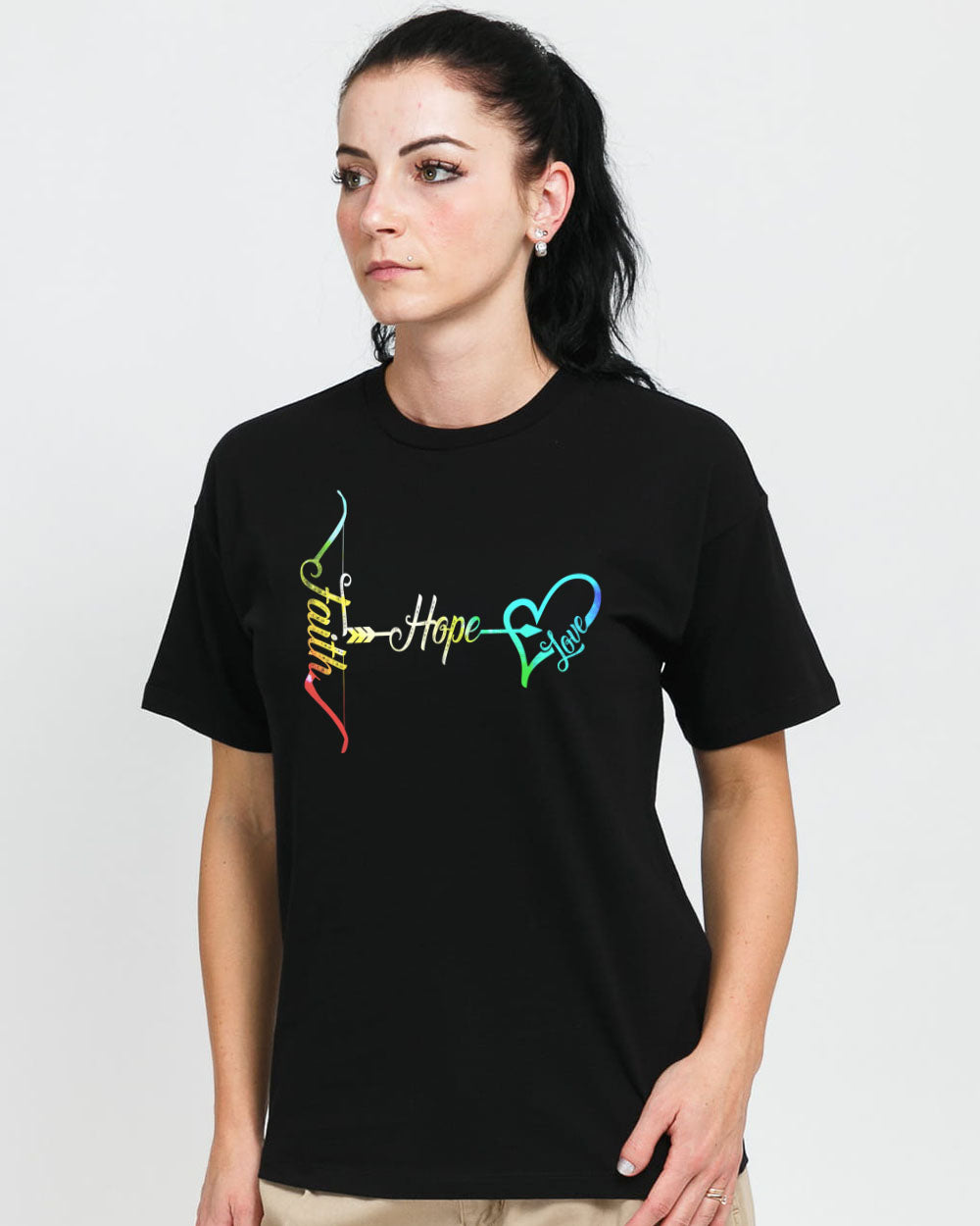 Faith Colorful Sunflower Flag Women's Christian Tshirt