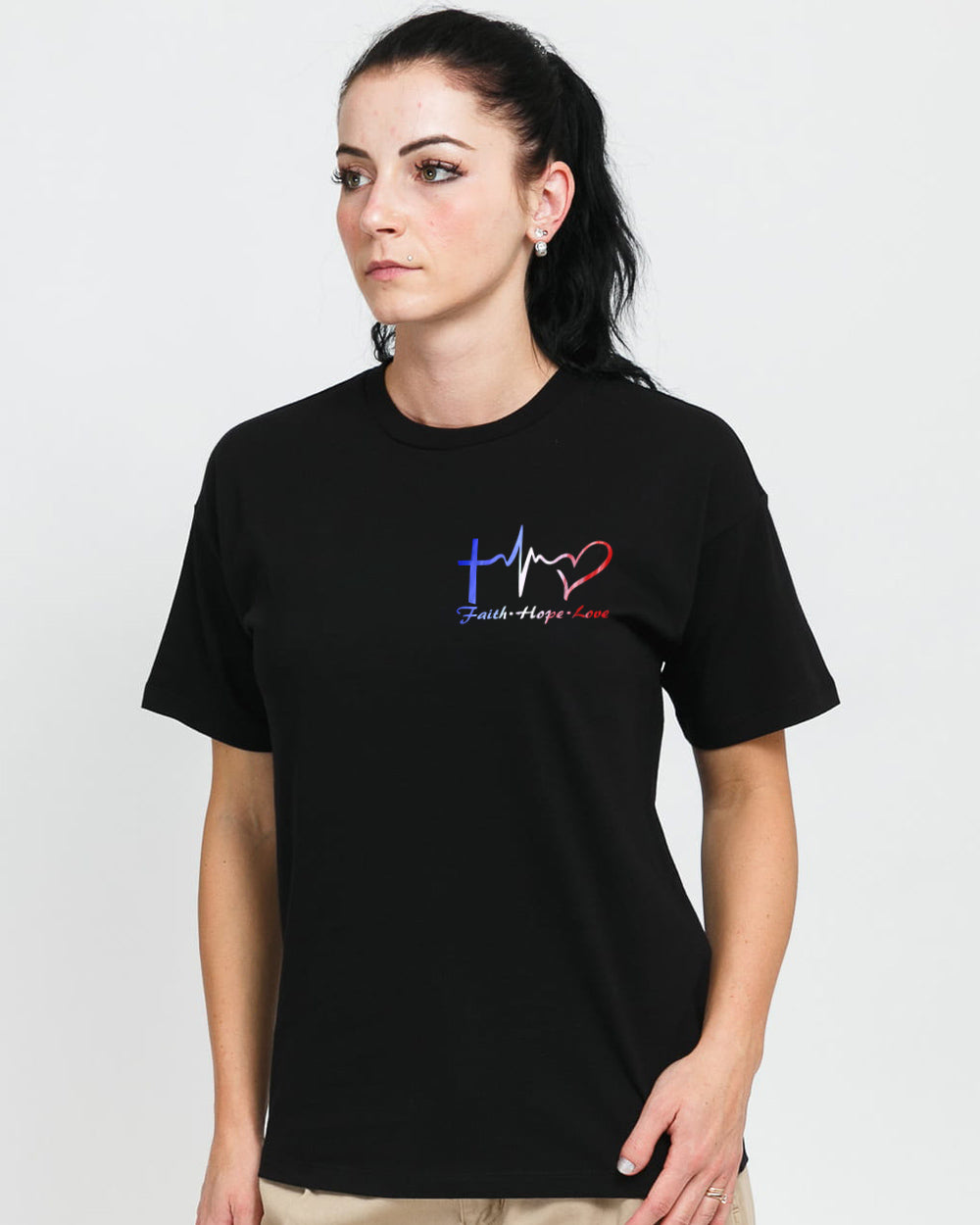 One Nation Under God Heart Wings Women's Christian Tshirt