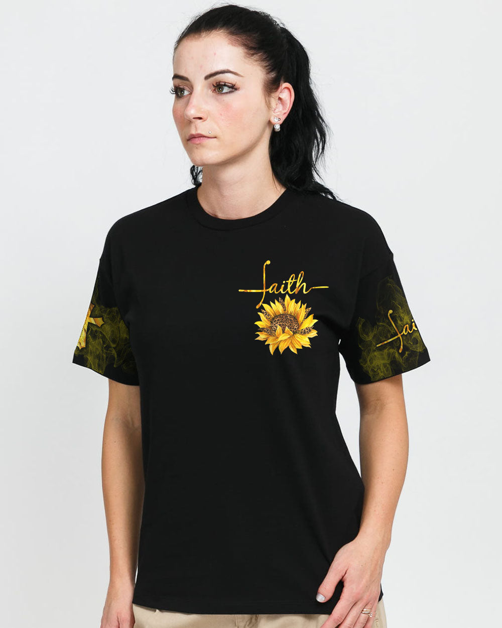 Faith Sunflower Leopard Women's Christian Tshirt