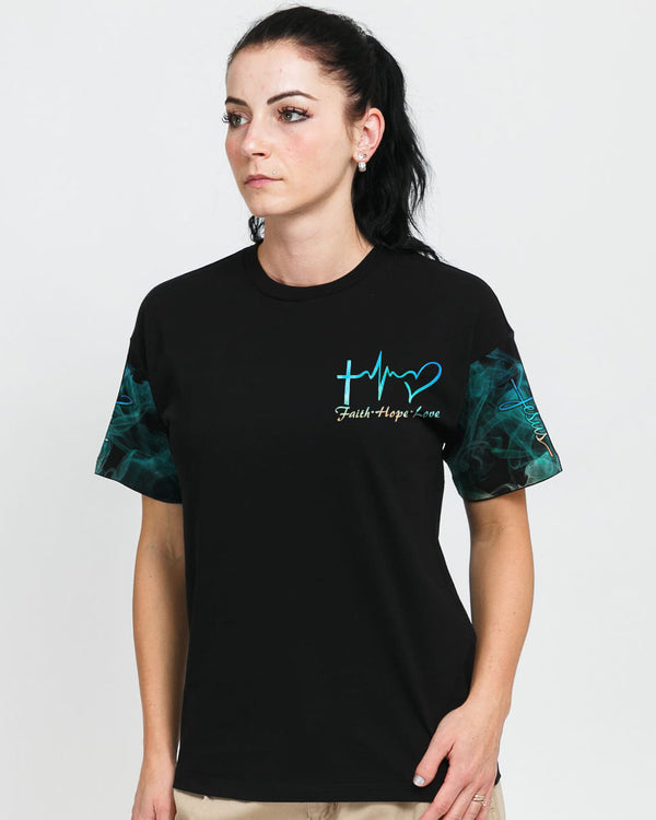 One Nation Under God Faith Horse Eagle Smoke Cross Women's Christian Tshirt