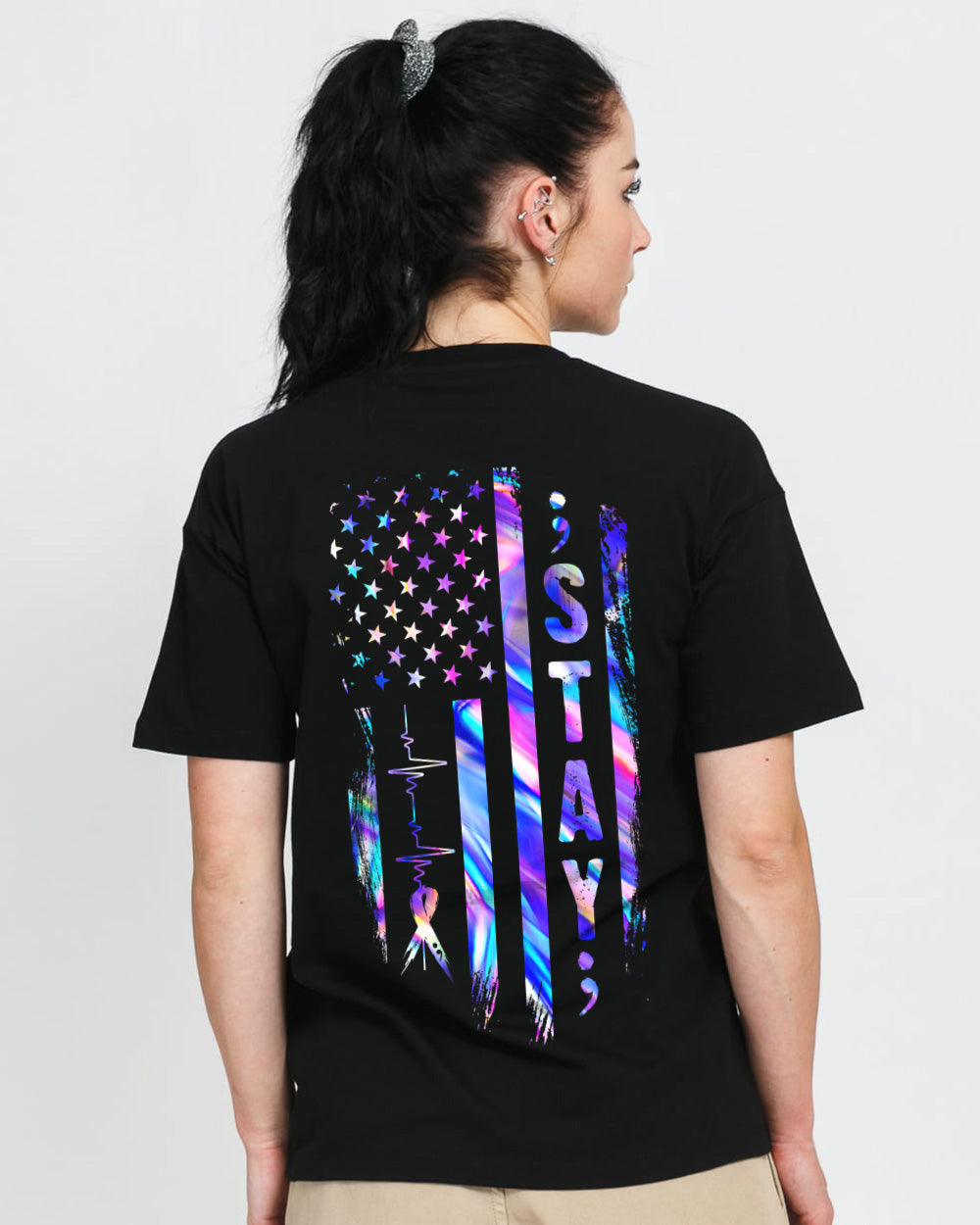 Stay Flag Women's Suicide Prevention Awareness Tshirt
