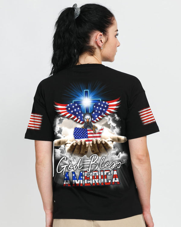 God Bless America Eagle Hand Women's Christian Tshirt