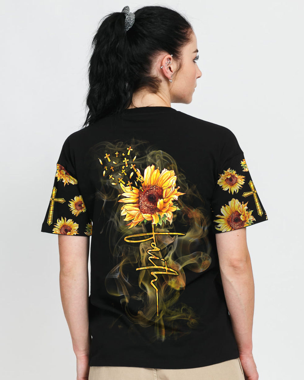 Faith Over Fear Sunflower Women's Christian Tshirt