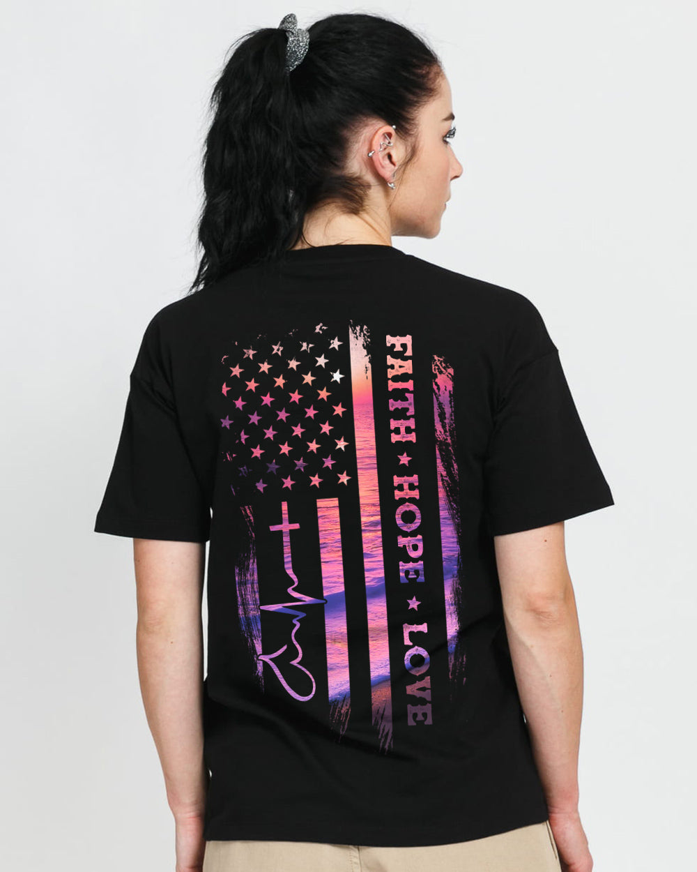 Faith Hope Love Beach Flag Women's Christian Tshirt