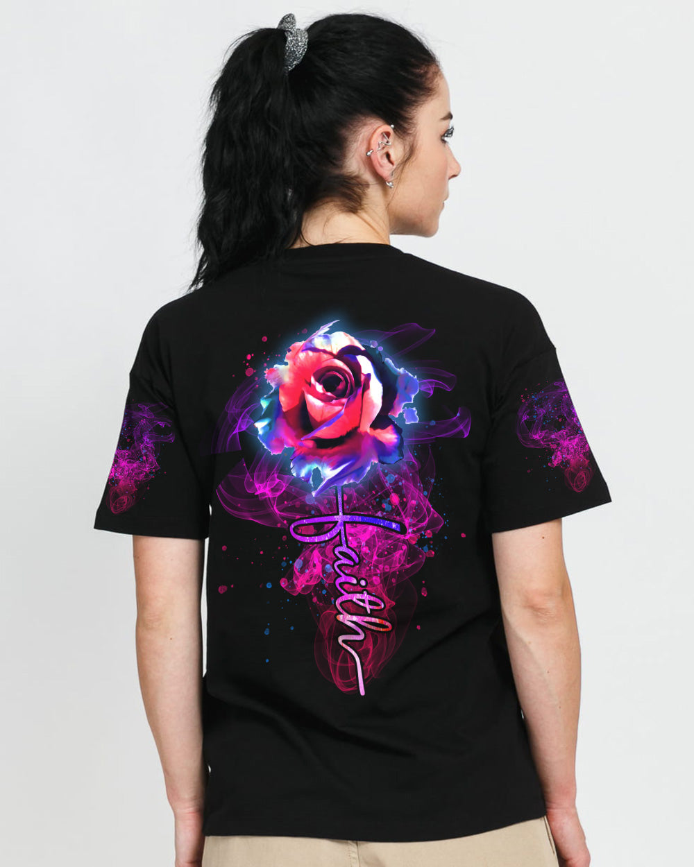 Faith Watercolor Rose Women's Christian Tshirt