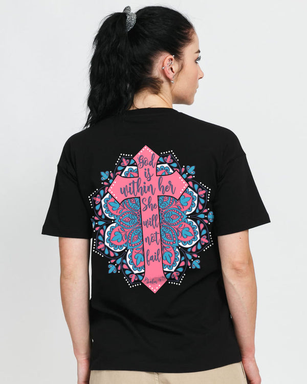 God Is Within Her She Will Not Fail Cross Women's Christian Tshirt