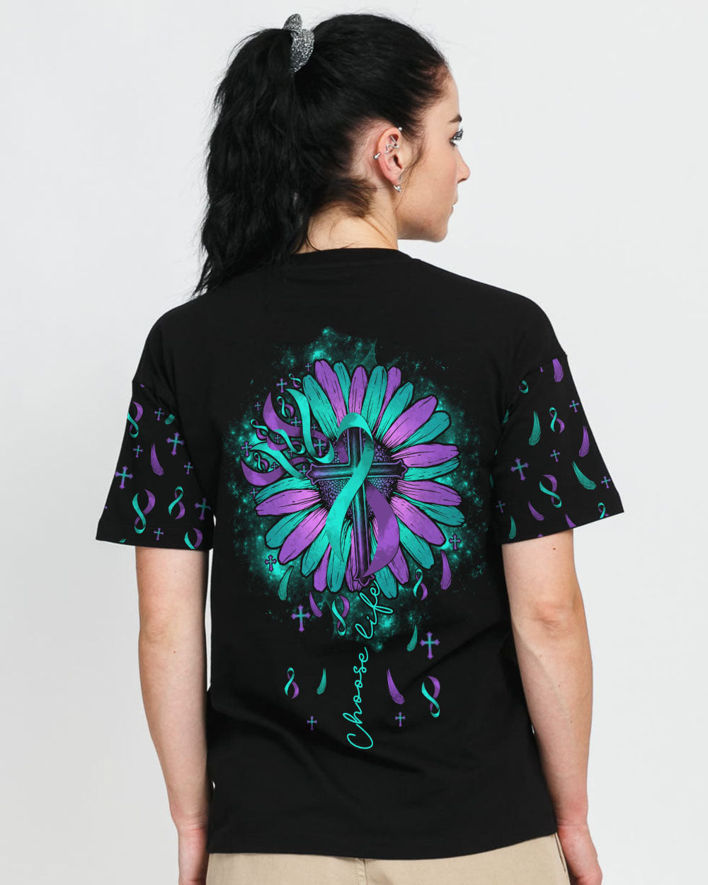 Choose Life Sunflower Women's Suicide Prevention Awareness Tshirt