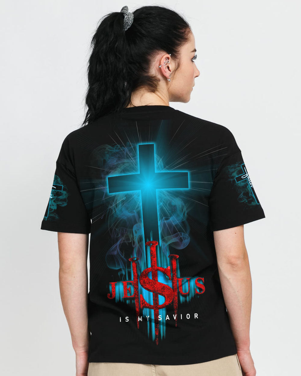 Jesus Is My Savior Cross Light Smoke Women's Christian Tshirt