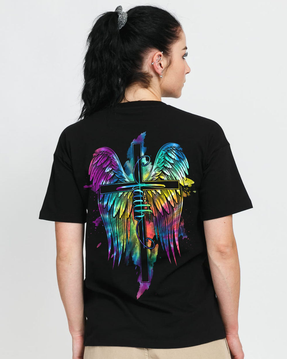 Faith Watercolor Wings Tiedye Women's Christian Tshirt