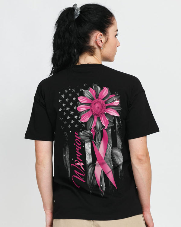 Warrior Sunflower Flag Women's Breast Cancer Awareness Tshirt