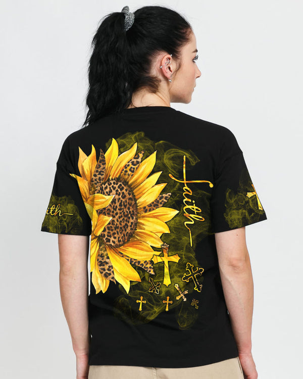Faith Sunflower Leopard Women's Christian Tshirt
