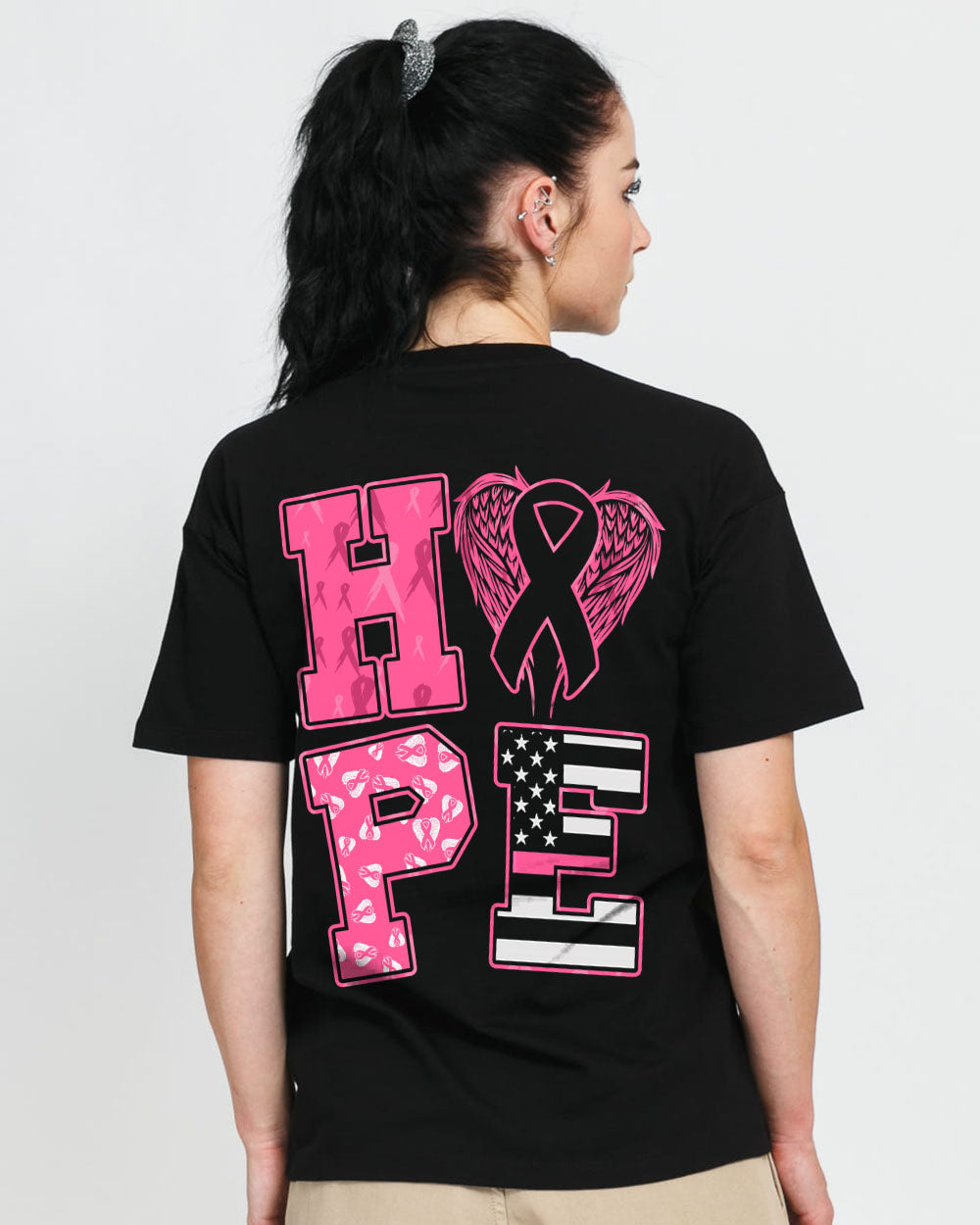 Hope Wings Women's Breast Cancer Awareness Tshirt