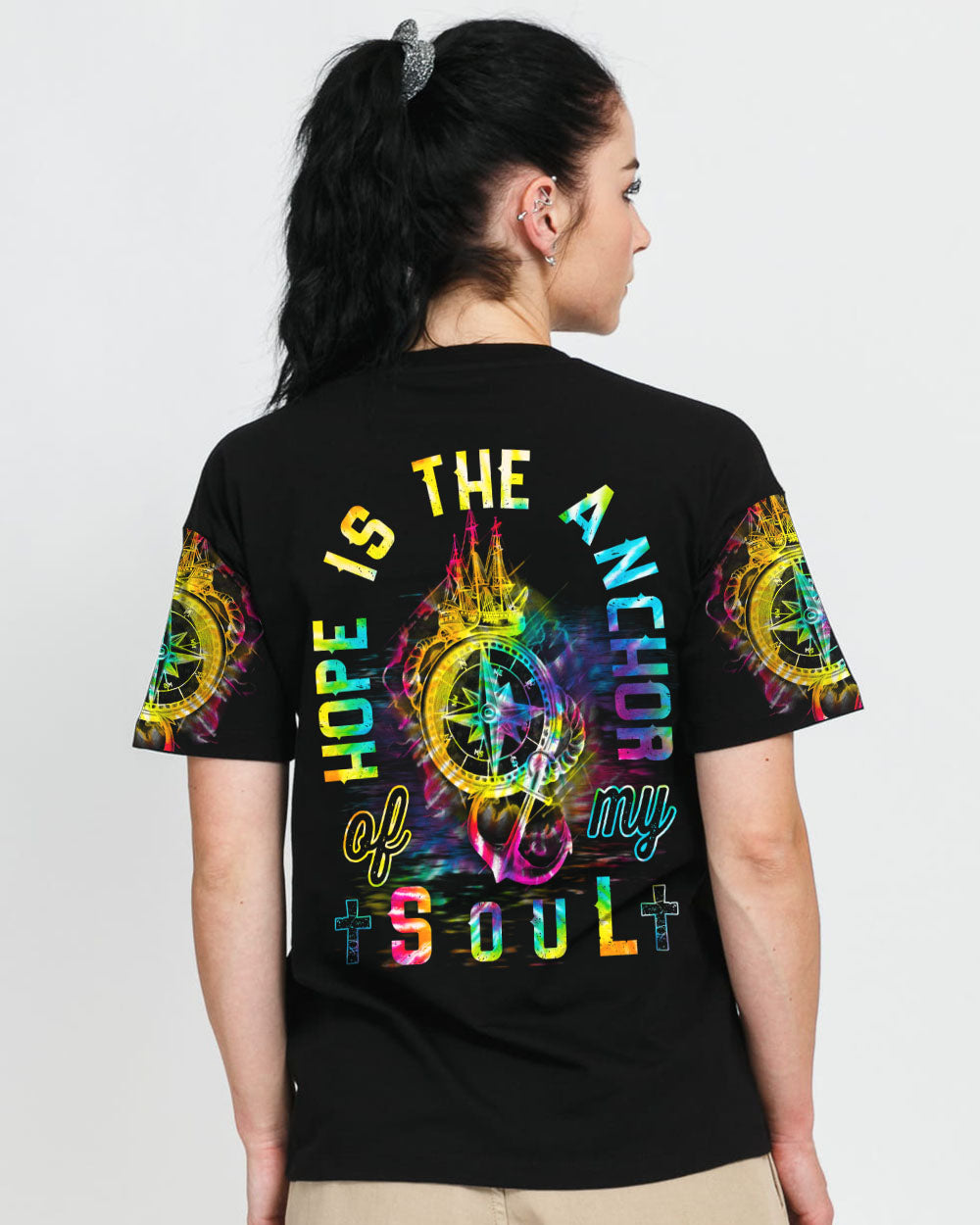 Hope Is The Anchor Of My Soul Colorful Tie Dye Women's Christian Tshirt
