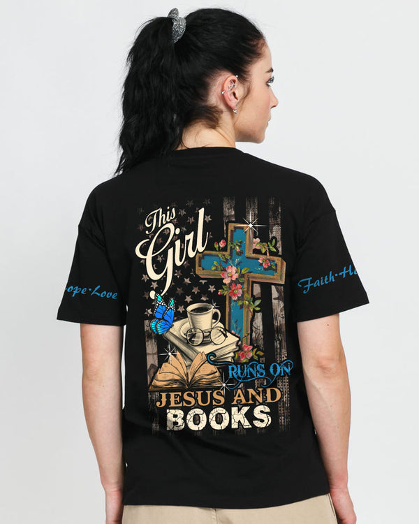 This Girl Runs On Jesus And Books Women's Christian Tshirt