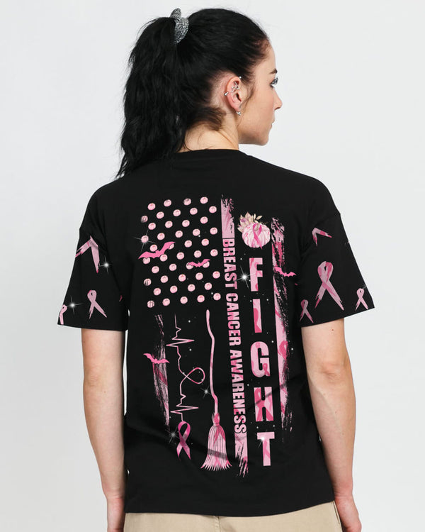Fight Ribbon Flag Halloween Women's Breast Cancer Awareness Tshirt