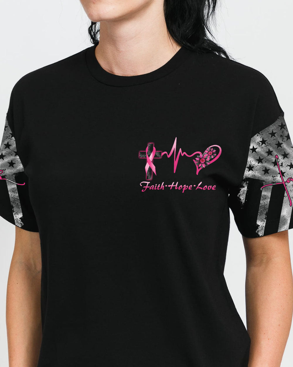 Cross Wings Sunflower Women's Breast Cancer Awareness Tshirt
