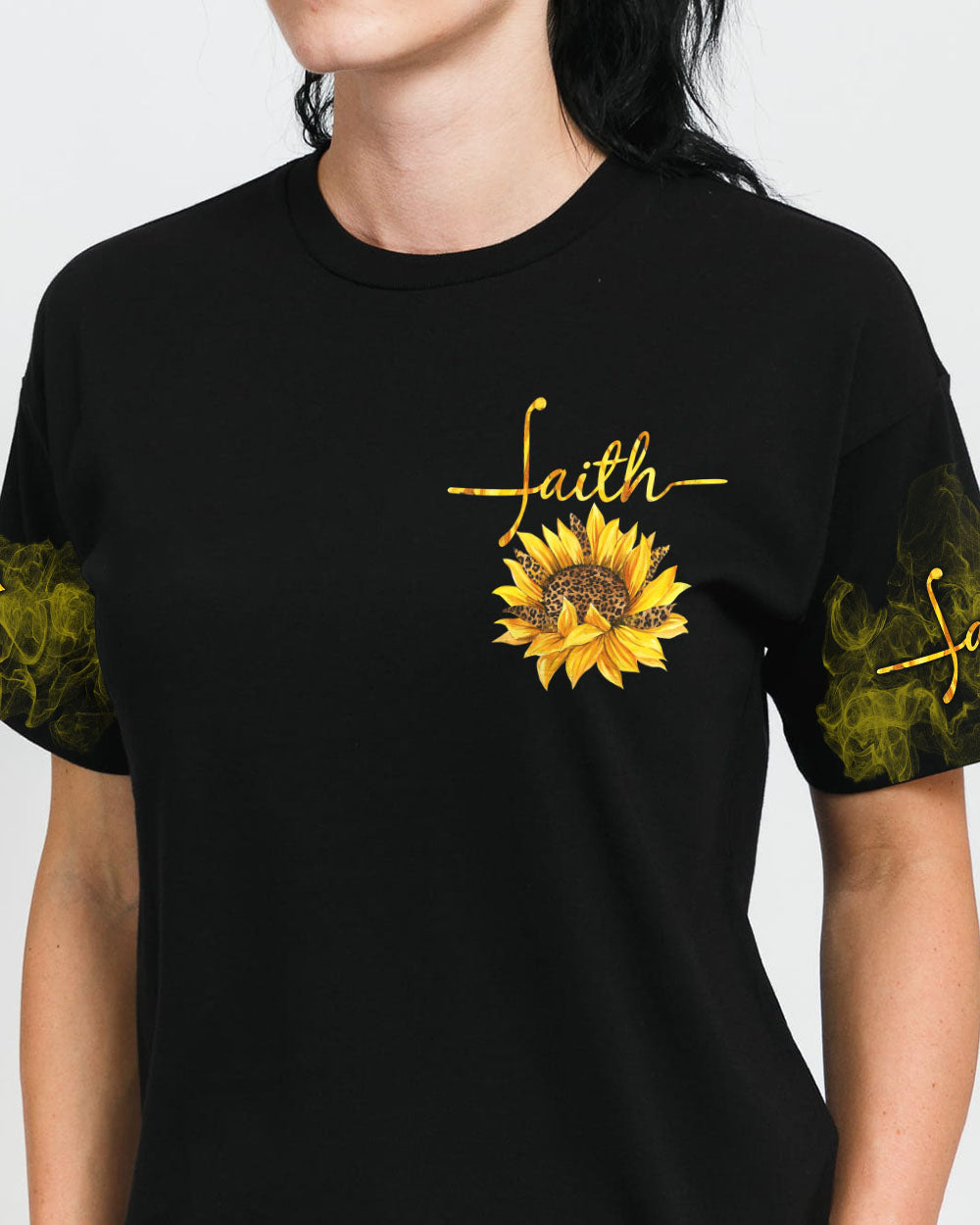 Faith Sunflower Leopard Women's Christian Tshirt