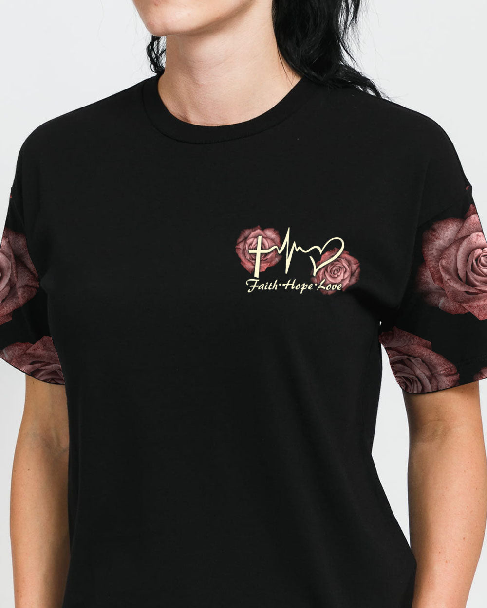 Rose Wings Cross Light Women's Christian Tshirt