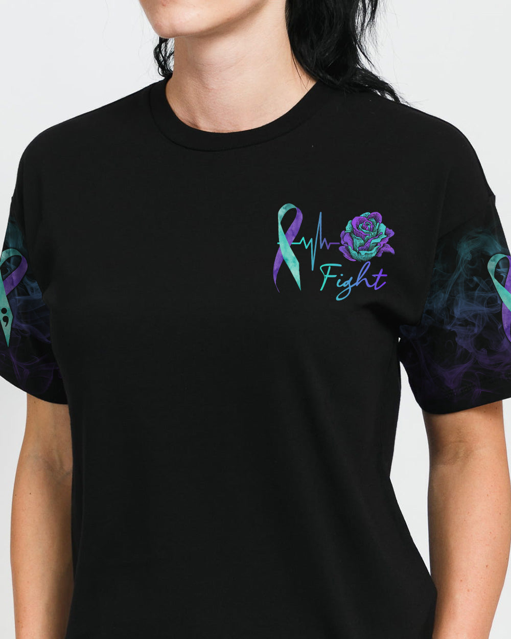 Rose Ribbon Smoke Women's Suicide Prevention Awareness Tshirt