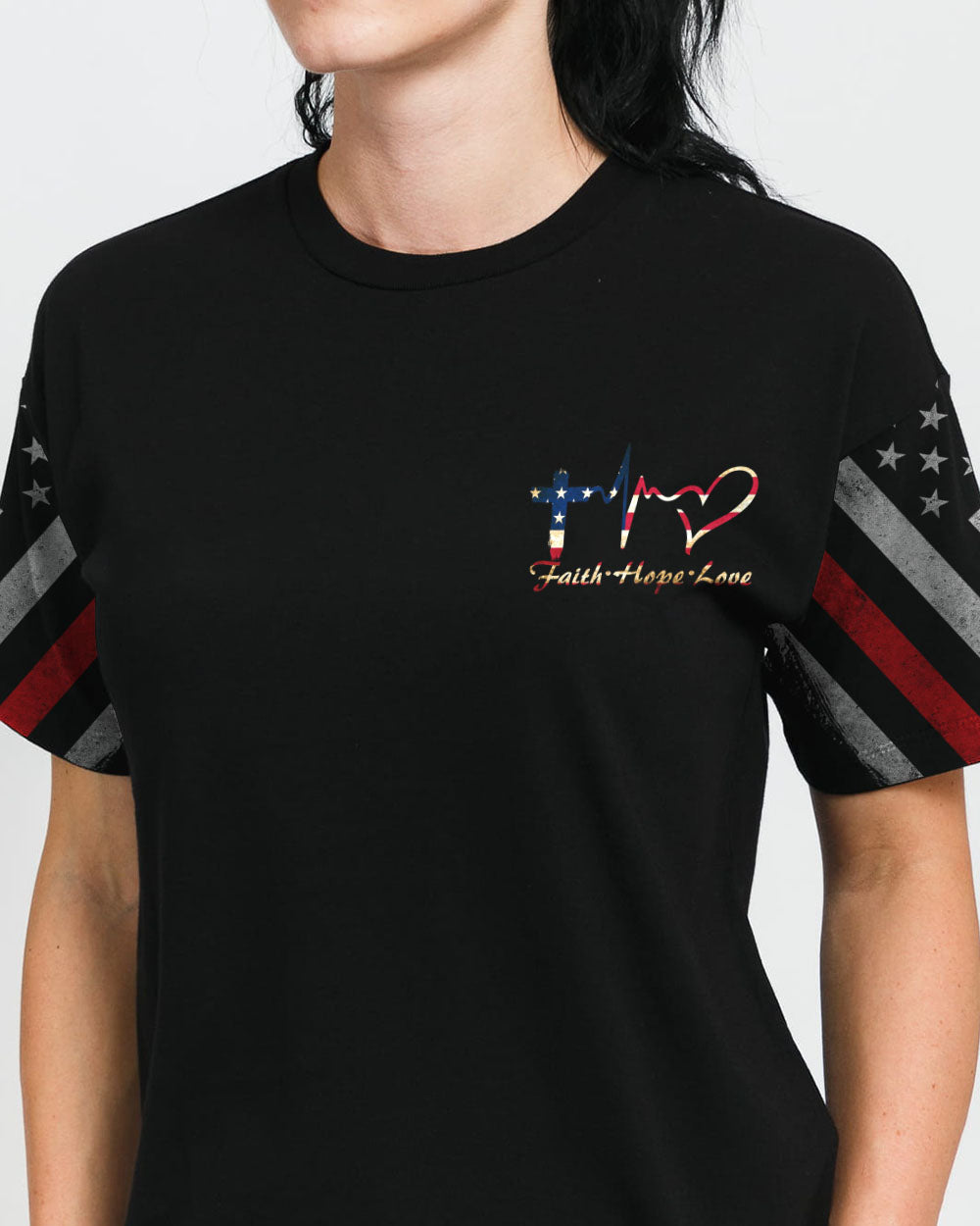God Bless America Eagle Flag Women's Christian Tshirt