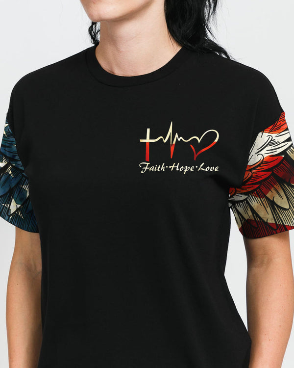 Stand For The Flag Kneel For The Cross Wings Smoke Women's Christian Tshirt